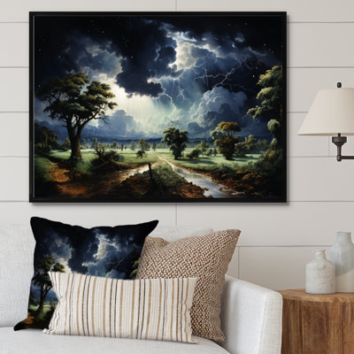 Tempête verte chassant la foudre sur toile