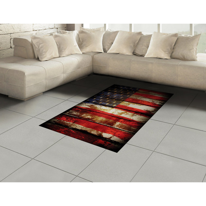 American Flag High Density Long Fiber Poly Threads Decorative Area Rug Carpet, Rectangle 4' x 5'8"