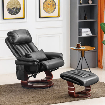 Kimmons Reclining Chairs with Ottoman, 360 Degrees Swivel Recliners with Massage, Faux Leather -  Viv + Raeâ¢, 999524D18EF84D24B35BE9AC2D3835FE