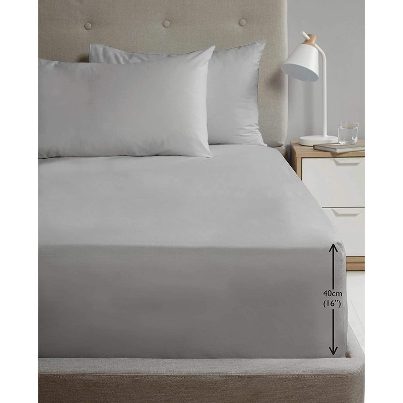 Jaylyne Percale Flat Sheet, Kingsize (5'), Grey