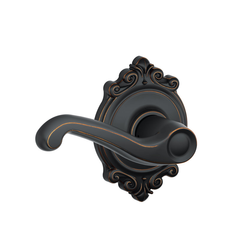 Flair Lever with Brookshire Trim Hall and Closet Lock, Aged Bronze