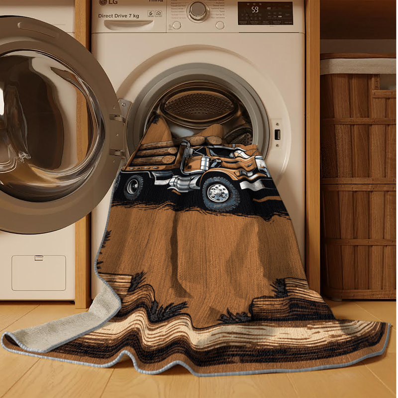 Tapis de transport brun lavable à la machine, Carré 3 pi