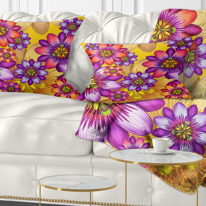 Passion Flowers Pattern - Floral Printed Throw Pillow