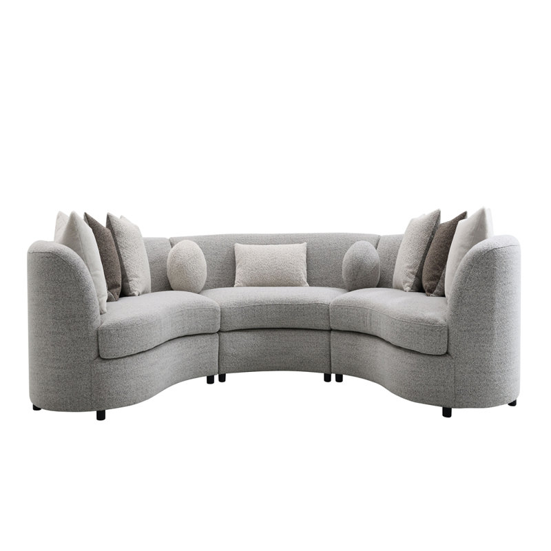Canapé modulaire Ivria Grey Boucle avec 9 coussins