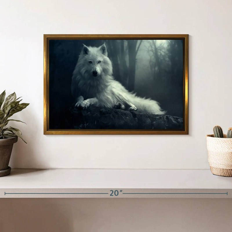 Simple Wolf, 13" X 9", Floating Frame Gold