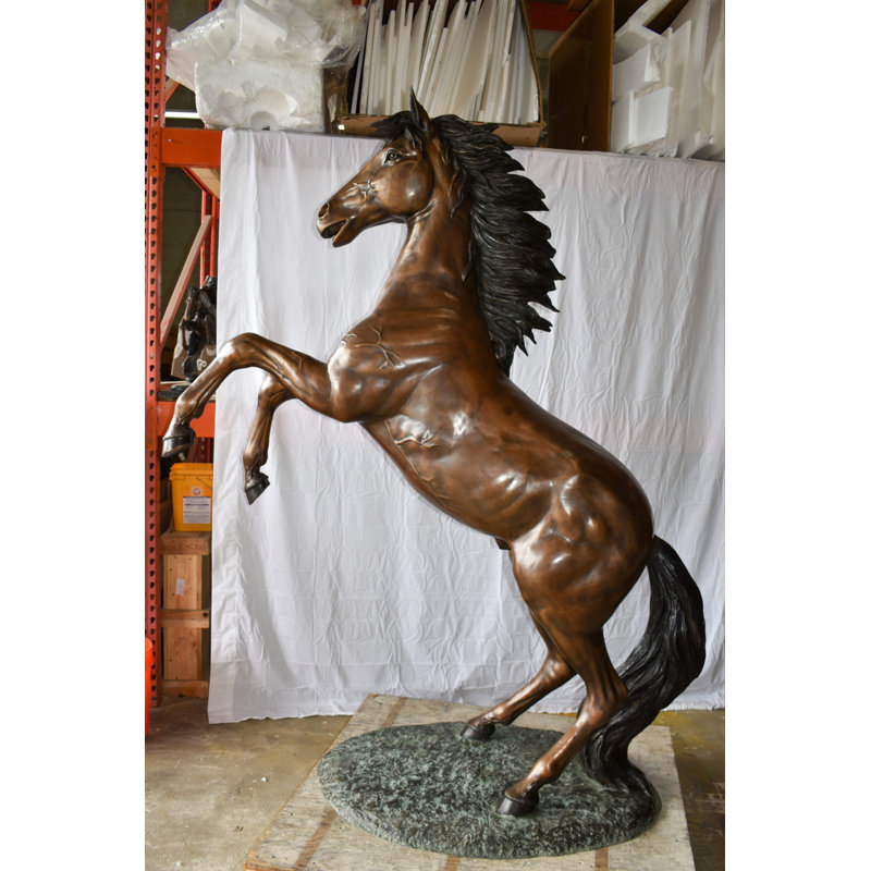 Nifao Life Size Rearing Horse Bronze Statue - Graceful Home Decor Sculpture, 72"L x 34"W x 88"H