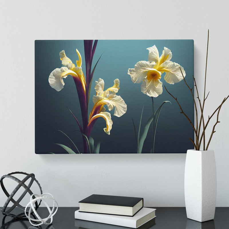 Thrilling Iris Flowers - Wrapped Canvas Print, 50cm H x 76cm W x 3cm D