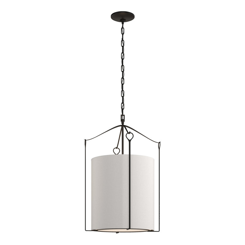 Luminaire suspendu cylindrique 3 lumières Bow, Noir, Graine de lin