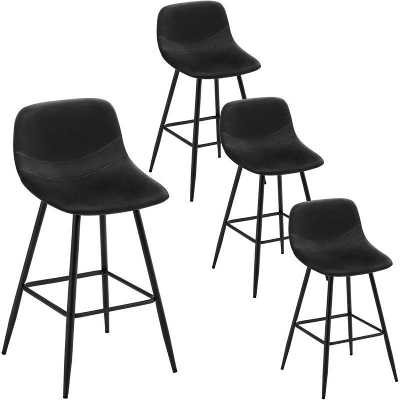 Eagar Upholstered Counter Stool with Metal Frame, Black