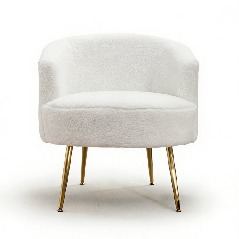 Lyela Upholstered Accent Chair, White Teddy