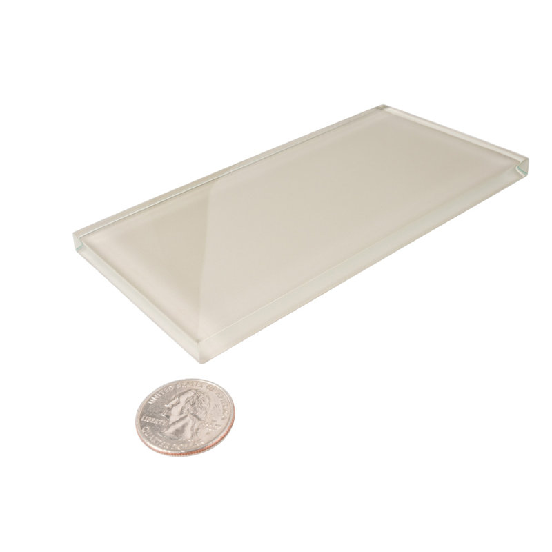 3"X 6" Polished Glass Subway Tile, Warm Greige