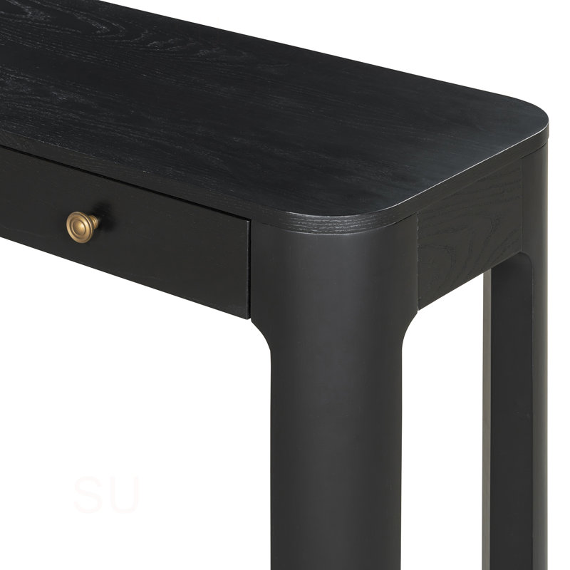 Console rustique avec coins arrondis pour la sécurité, table d'entrée avec 3 tiroirs dissimulés, table de canapé robuste avec des pieds épais pour le couloir et le salon