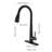 Single Handle Pull Down Kitchen Sink Faucet Of Stainless Steel, Matte Black Color Scheme, 360 Rotating High - Arc Nozzle, Three Water Output Choices  Stream, Spray,  , Easy Temperature And Flow-249500358