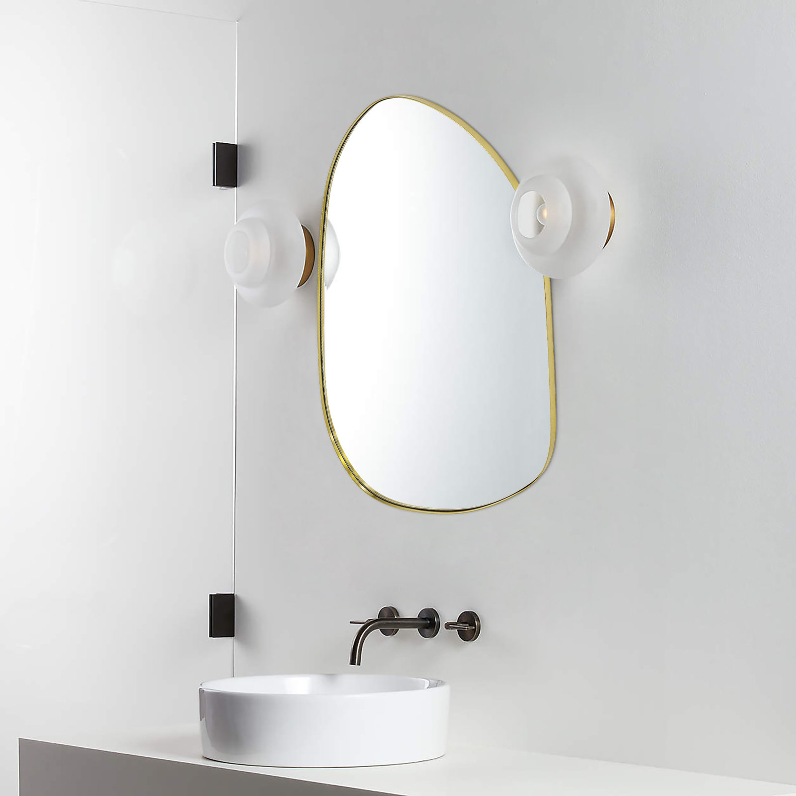 Stainless Steel Mirror, 22" x 30", Brushed Gold