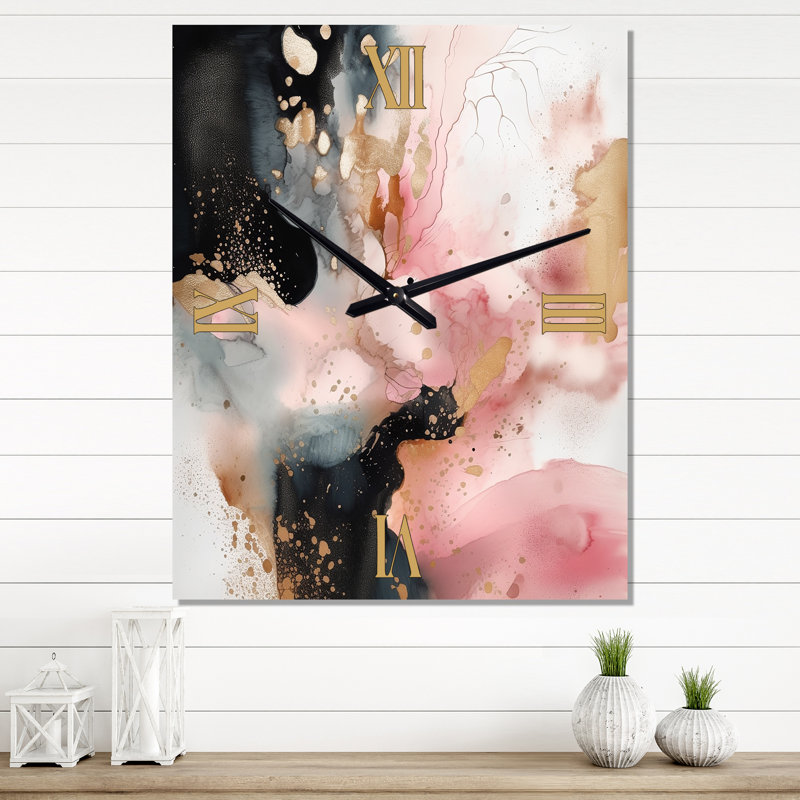 Marble Texture II - Horloge murale moderne en marbre abstrait, H 28 po x l 12 po x P 1 po