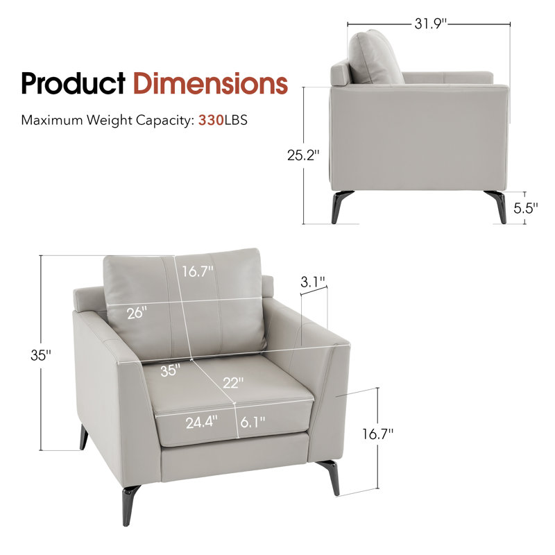 Fauteuil d'appoint moderne, fauteuil rembourré, fauteuils simples, Similicuir beige