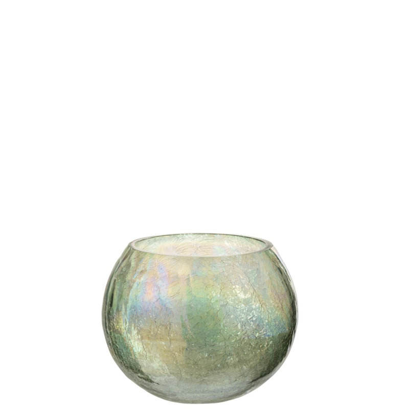 Cozy Glass Tabletop Hurricane with Candle Included, 16cm H x 20cm W x 20cm D, Green