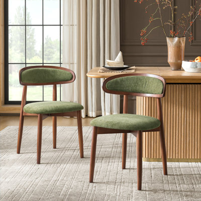 Vicenta Mid-Century Modern Upholstered Dining Chair With Solid Wood Legs