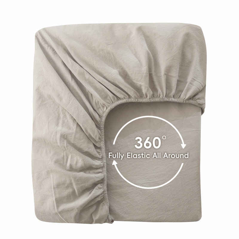 Drap-housse MooMee , Grand lit , Gris crème