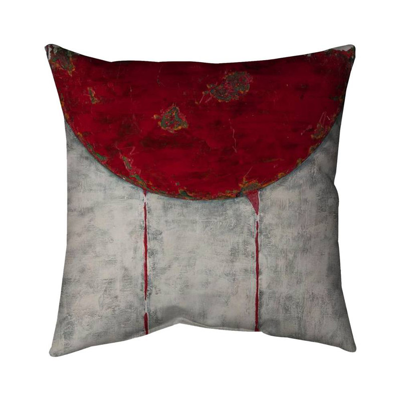 Red half circle - 26"x26" Throw pillow - Poly twill - Print on demand, Red