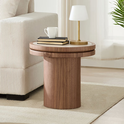 Table de bout en bois aggloméré rond de 19,49 pouces en panneau de fibres à densité moyenne pour le salon et la chambre à coucher
