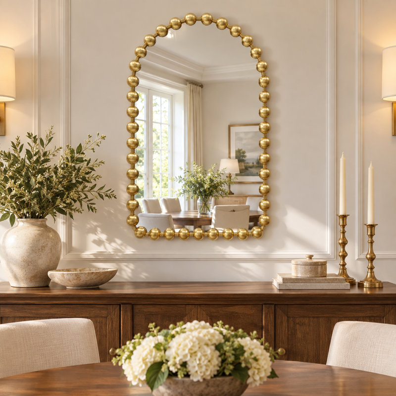 Madison Park Signature Marlowe 24X36 Arch Beaded Wall Mirror
