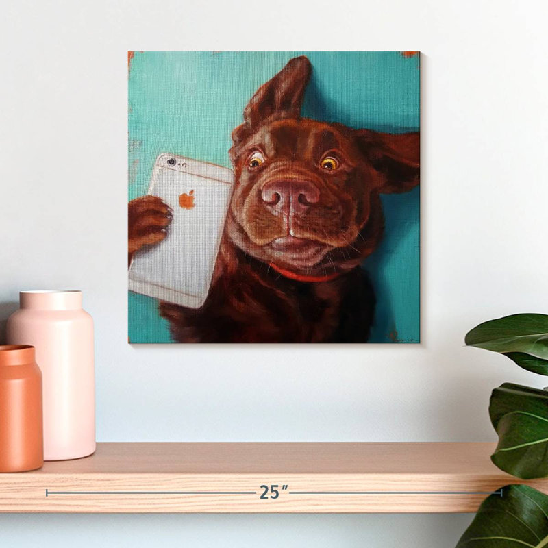 Égoportrait de chien, H 16 po x l 16 po