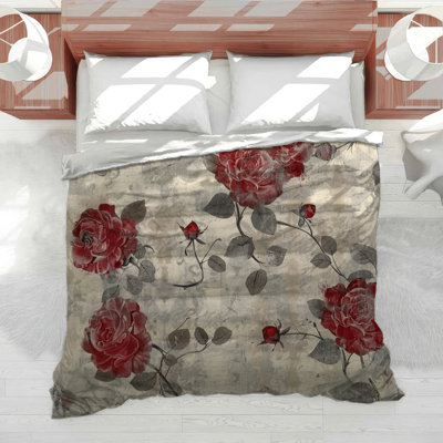 Pink Roses Botanical Cotton Blend Comforter