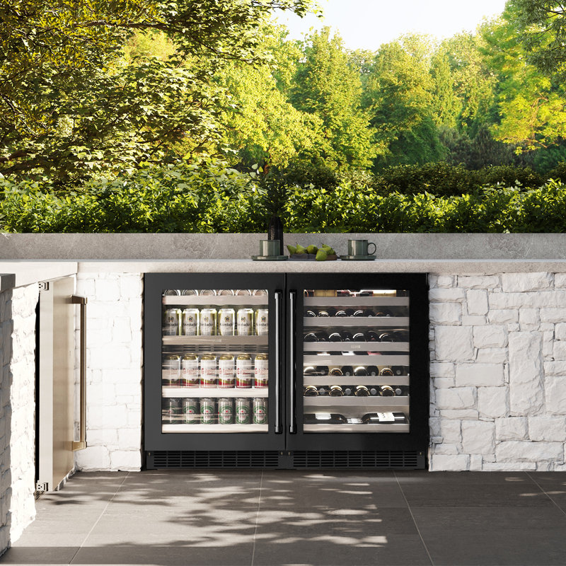ZLINE 24" Touchstone Dual Zone Wine Cooler With Black Stainless Steel Glass Door, Black Stainless Steel
