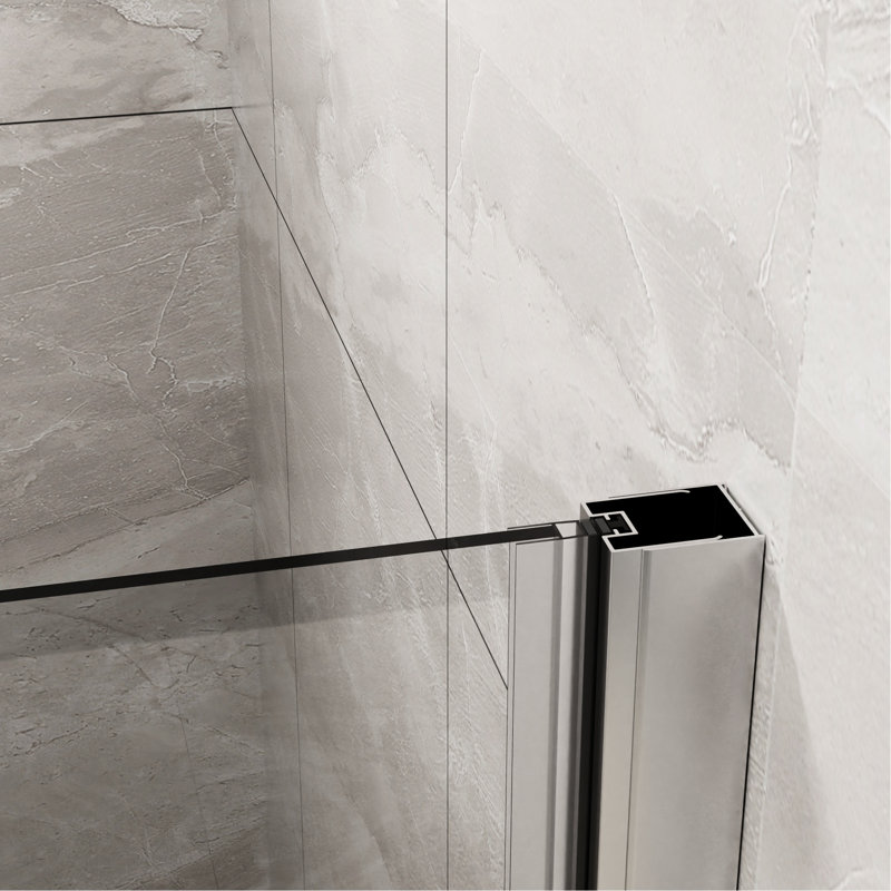 Porte de douche en verre trempé de 34 po x 72 po. Panneau pivotant pivotant. Pliable, espace. Rouille et corrosion Bandes de protection contre les fuites d'eau. Pivot 180 °, ouverture 90 °. Tracas - Installation élégante de 72 po. 1/4 po.