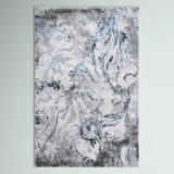 Prevatte Abstract Gray/Blue Area Rug