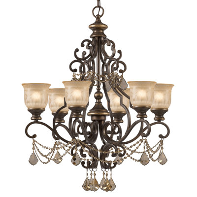 Lustre traditionnel 6 lumières à abat-jour en cristal Tusten