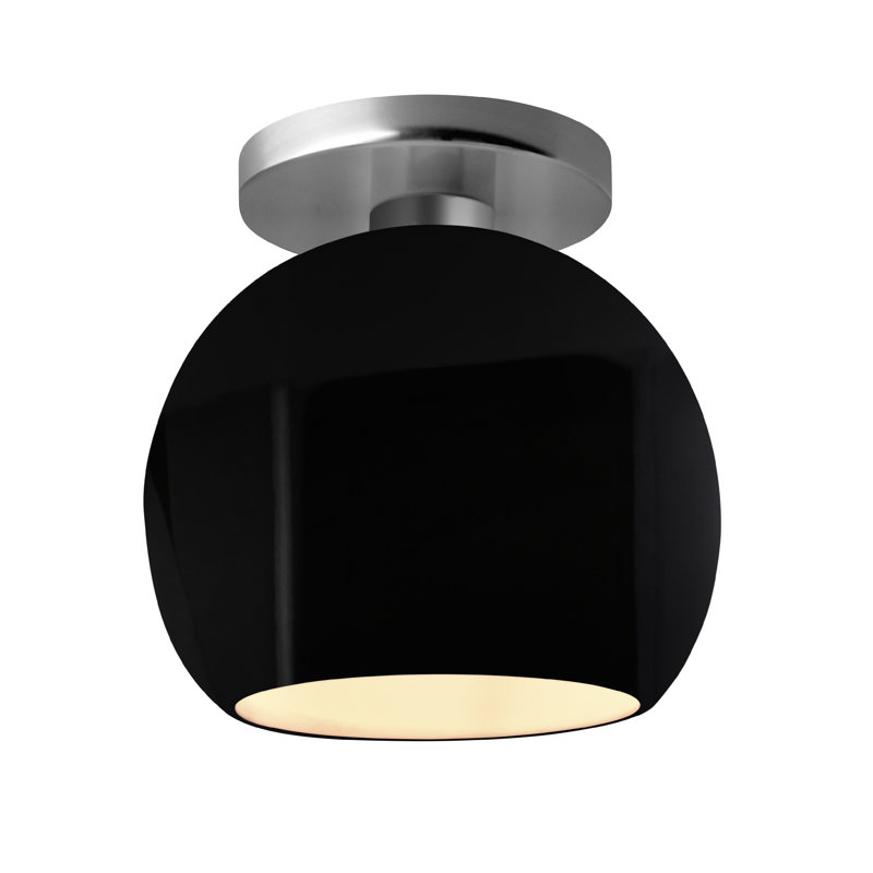 Radiance Ceramic Semi Flush Mount, 9" H x 10" W x 10" D, Gloss Black/Matte White, Brushed Nickel