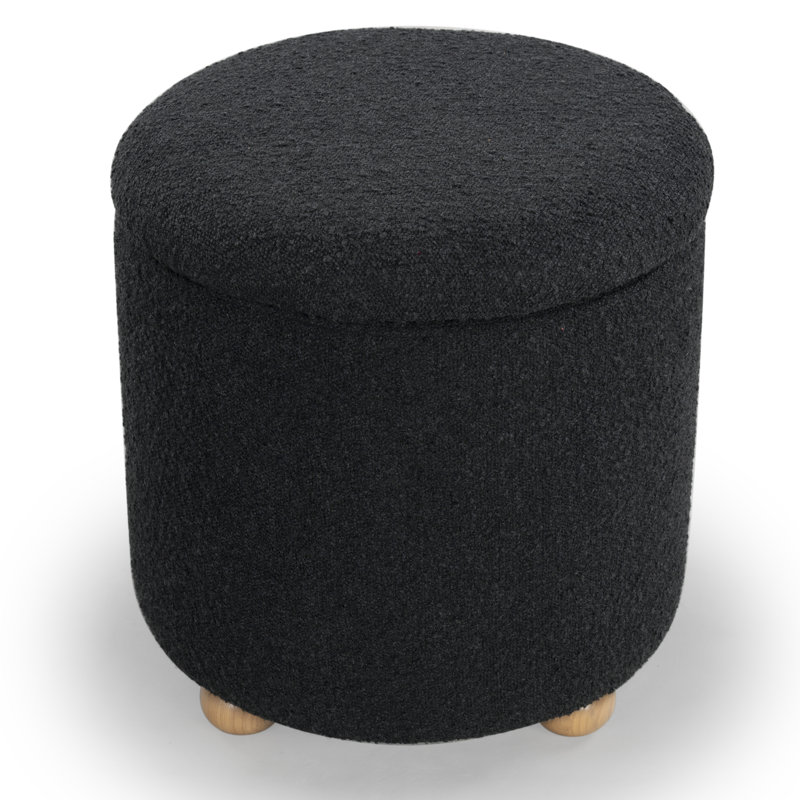 Shayli Upholstered Ottoman, Black Boucle