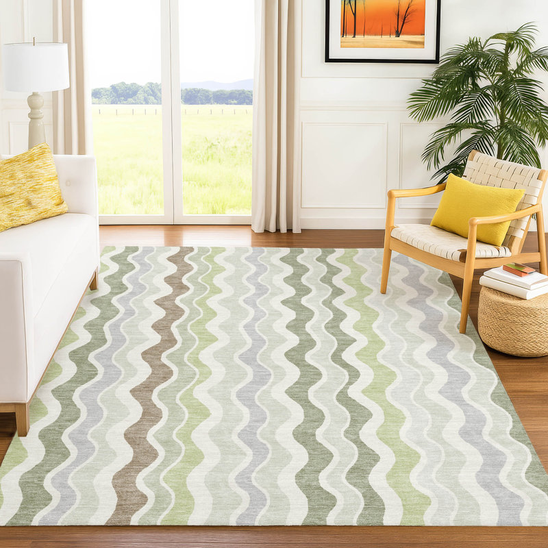 Machine Washable Indoor/Outdoor Adalaide ACN2342 Stripes Rug, Rectangle 5' x 7'6"