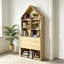 Bureau convertible pliable avec tablettes de rangement, conception escamotable peu encombrante-1800894673-1800894672