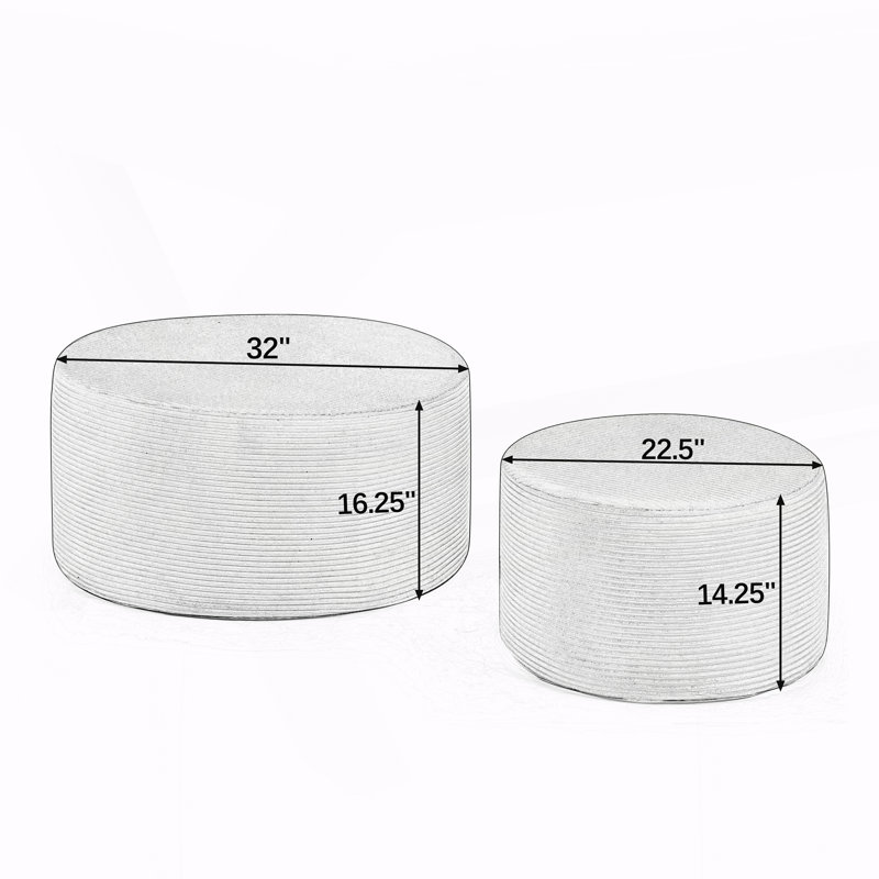 Ensemble de 2 tabourets rembourrés, repose-pieds rond pour chambre à coucher de salon, Dark Grey, Dark Grey