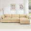 Canapé modulaire, avec repose-pieds mobile, accoudoirs en forme de croissant et coussins de dossier et d'accoudoirs enveloppants, tissu en chenille-1498922896