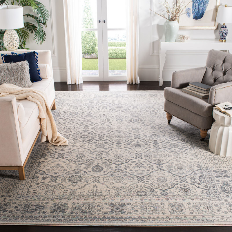 Tapis oriental crème / gris foncé Overholt, Rectangle 5 pi 1 po x 7 pi 6 po
