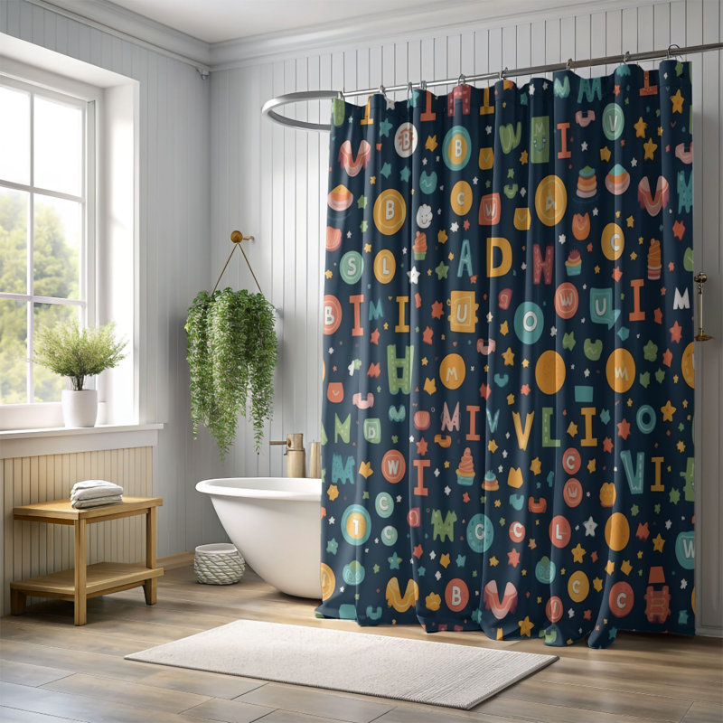 Rideau de douche Numerals - Premium, H 74 po x l 71 po