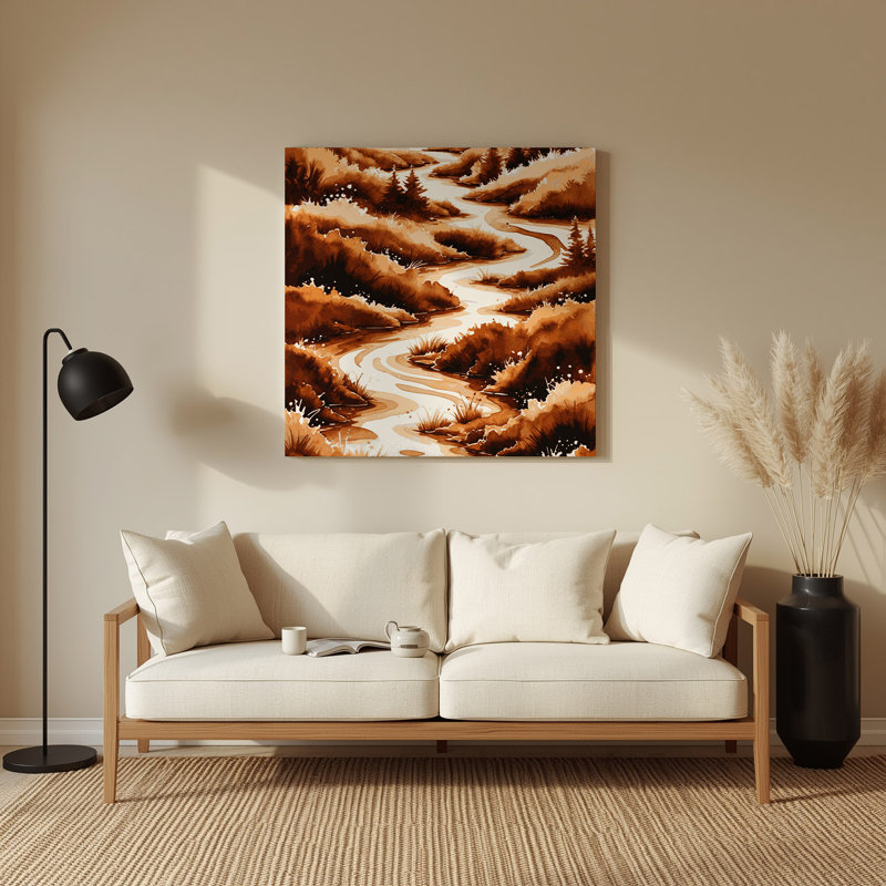 Aquarelle, paysage 87, art mural en métal brun, H 12 po x l 12 po