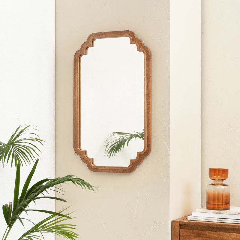 Veliko Solid Wood Accent Wall Mirror, Mid Tone Honey