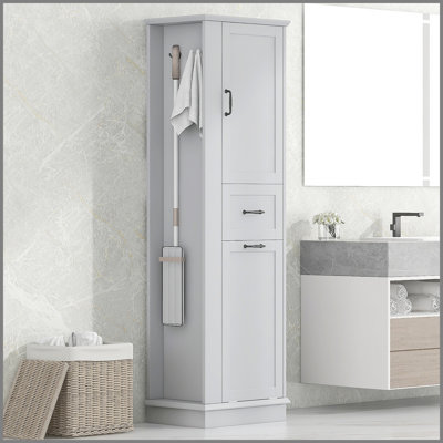 Grande armoire de rangement moderne - compartiment inclinable, tablettes réglables, capacité de 80 lb, charnières à fermeture en douceur, poignées en alliage d'aluminium, parfait pour la salle de bain et l'organisation à la maison