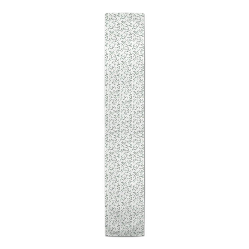 Foor Rectangular Floral Table Runner, 72" x 16", Green/White