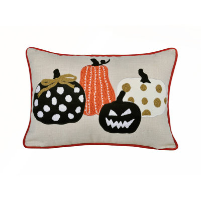 Halloween Pumpkin Embroidered Throw Pillow for Seasonal Decor and Comfort