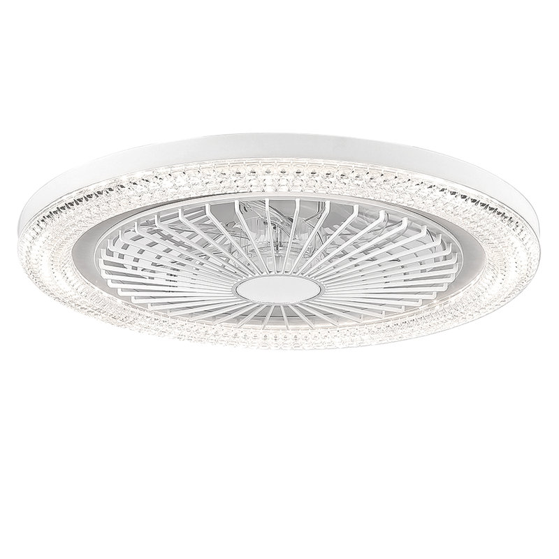 Makaiyla Smart RGB Ceiling Fan Light, 16 Million Colours, Remote/APP Control for Bedroom, 20" Wide, White with Clear Blades