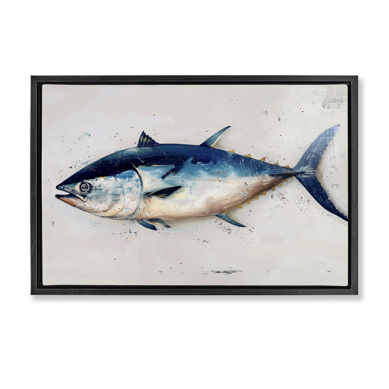  Tuna Fish Sea Life Floater Canvas by Petal Prints Design, Jet Black Floater Frame, 17" H x 25" W