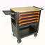 Chariot à outils multifonctionnel à 4 tiroirs avec roulettes et plateau en bois orange-121650184