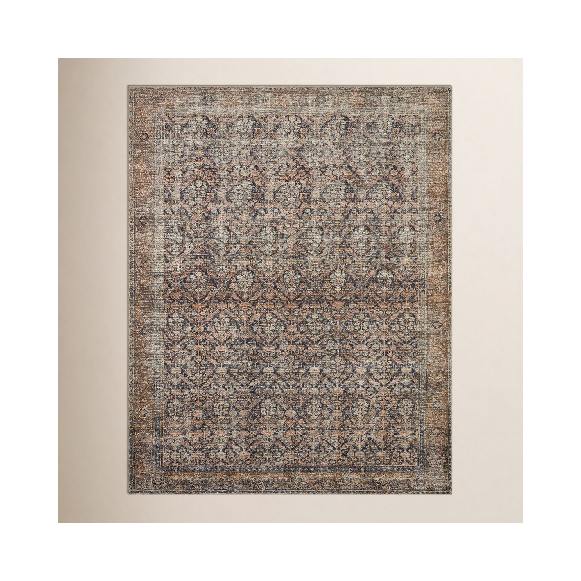 Billie Oriental Ink / Salmon Area Rug, Rectangle 8'6" x 11'6"