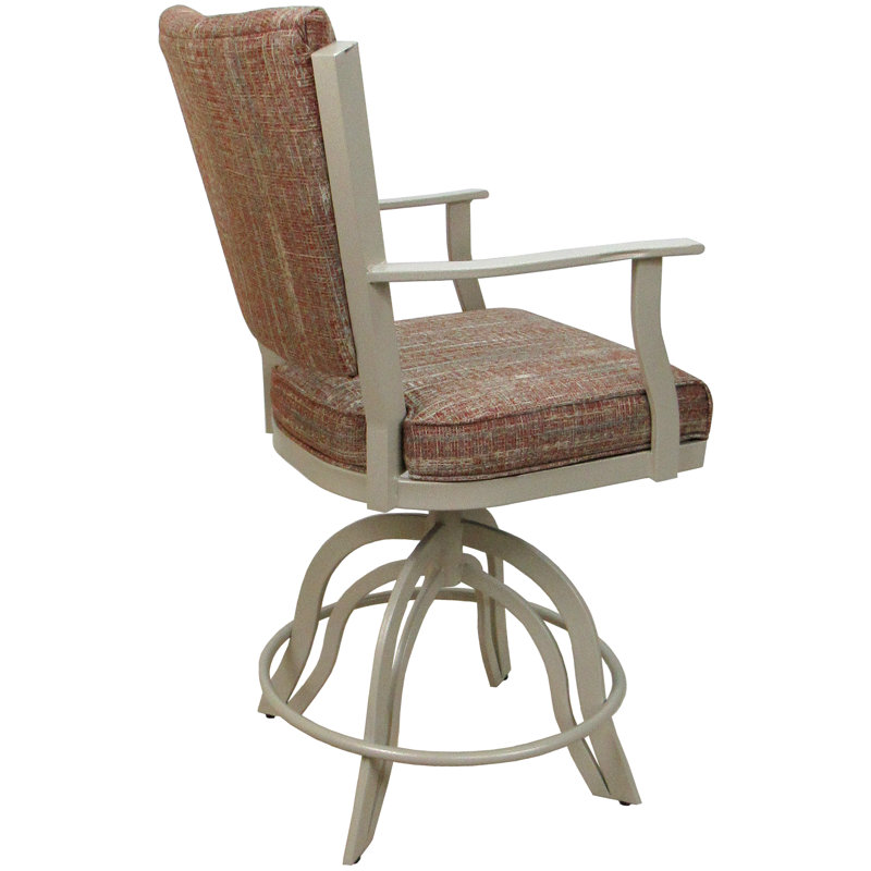 Latoyria Metal Swivel Bar Stool 30" Seat, Counter Stool (26" Seat Height), Beige